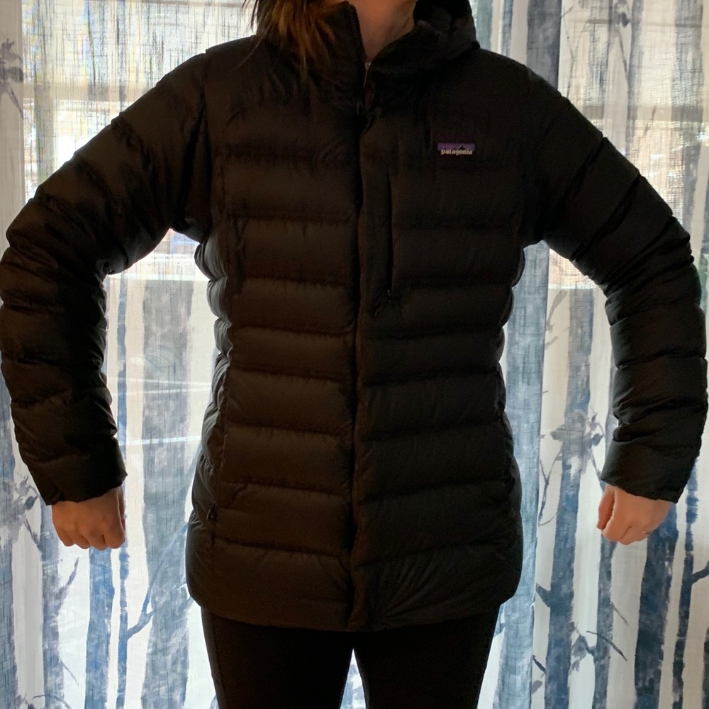 Black Patagonia Down Jacket with Hood- Size Large
